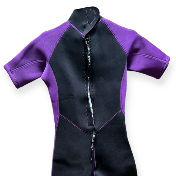 🌻NEW REALON Black Purpl e 3mm Neoprene Shorty Wetsuit Size Medium - Picture 7 of 11